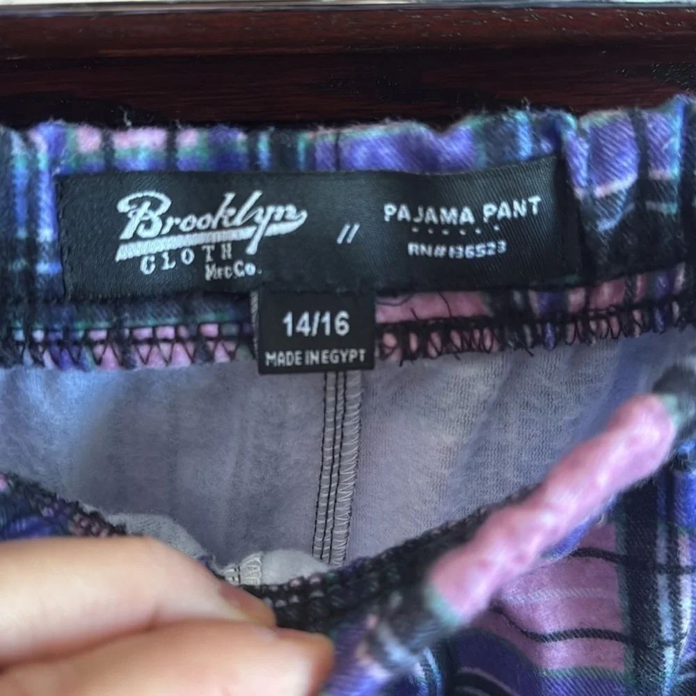 Brooklyn Cloth Girls 14/16 Punk & Purple Plaid Pajama Comfy Loungewear Pajamas